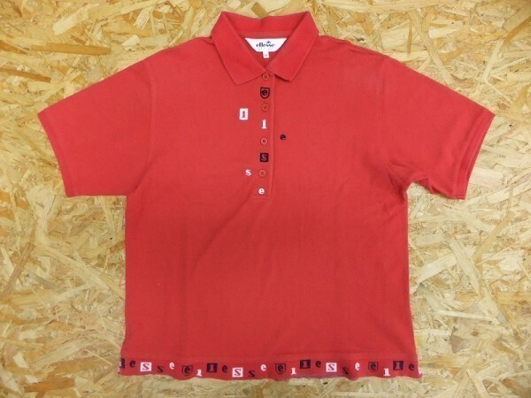 ellesse GOLF エレッセゴルフ レディース 裾ロゴ入りリブ 鹿の子生地 フロントロゴ刺繍 半袖ポロシャツ M 赤拍卖