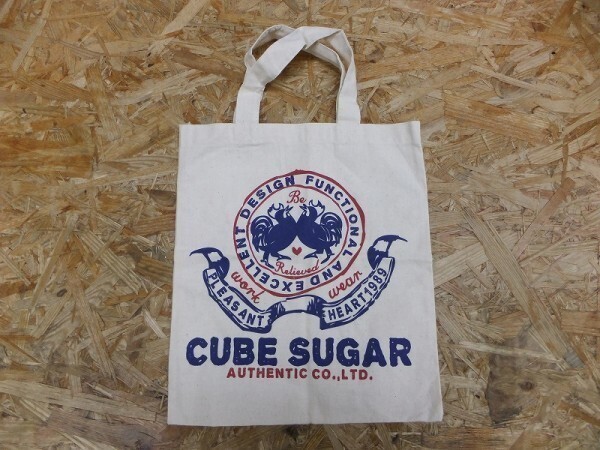 CUBE SUGAR キューブシュガー レディース work wear ロゴデザイン トートバッグ ベージュ拍卖