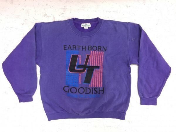 MAC MAIL オールド国産レトロ スポーツ EARTH・BORN 長袖スウェットトレーナー レディース コットン100% L 紫拍卖