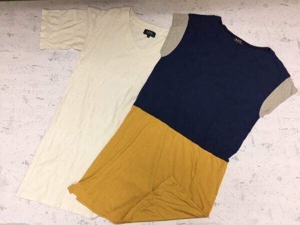 アーペーセー A.P.C レトロ クラシック キレカジ ミニワンピース 2点セット まとめて 福袋 レディース 日本製 S 白/紺マスタード拍卖