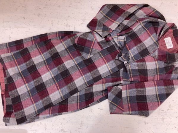 オールド 国産レトロ 古着 チェック ガウンコート バスローブ レディース 日本製 ウエストベルト付き グレー/赤拍卖