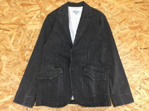 JUNGLE STORM ジャングルストーム テーラードジャケット メンズ 2つボタン ストライプ カジュアル M グレー拍卖