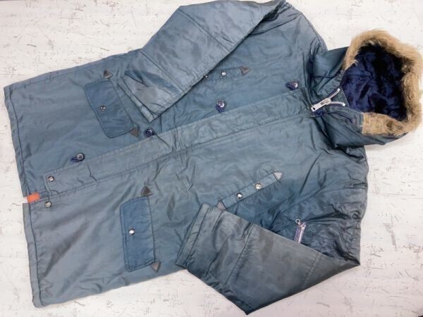 韓国古着 韓国製 80s 90s ミリタリーレプリカ N-3Bタイプ 中綿 フライトジャケット メンズ ナイロン100% L 紺拍卖