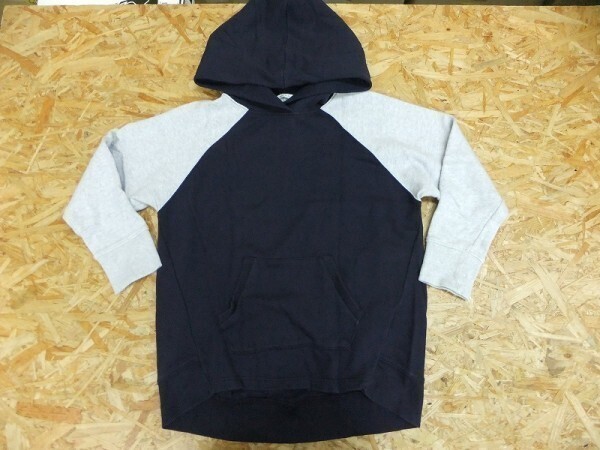 AVAN LILY アヴァンリリィ レディース バイカラー ラグランスリーブ スウェット フーディー パーカー 紺×グレー フリーサイズ拍卖