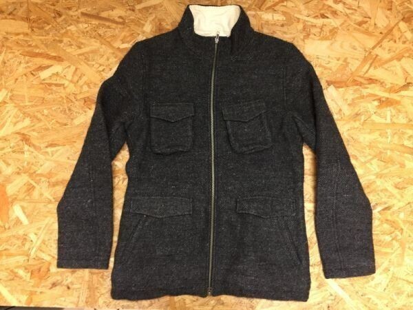 Simplicite シンプリシテェ スタンドカラー フルジップ ツイル ツイード ミリタリージャケット メンズ ウール混合 38 チャコールグレー拍卖