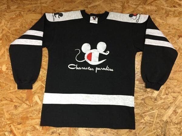 Character paradise 子供服 パロディ ネズミ クルーネック 長袖スウェットトレーナー コットン混合 キッズ160 黒拍卖