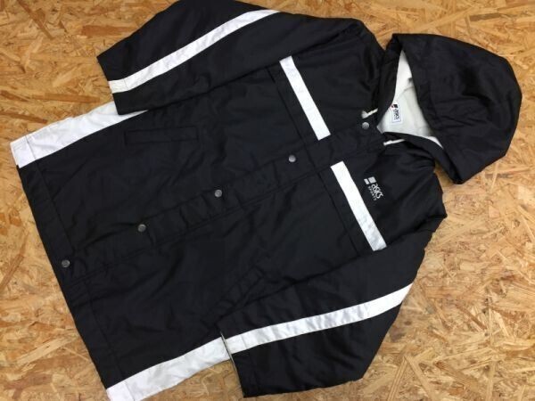 asics sports アシックス スポーツウェア ベンチコート レトロ古着 ブルゾン キッズ 中綿ポリエステル100% バックプリント有 150 黒拍卖