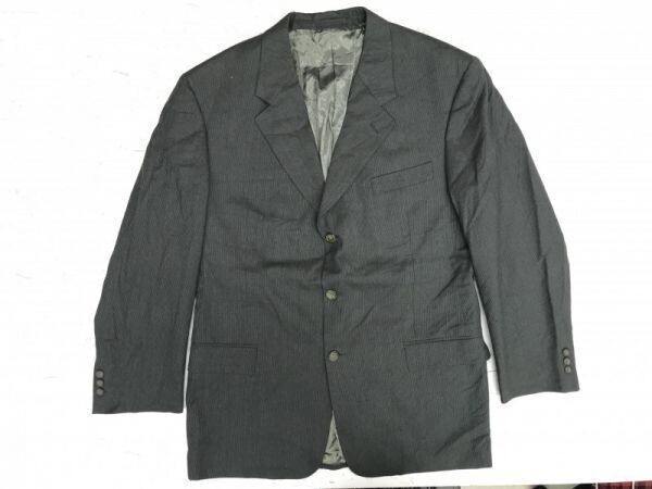 ルイスロス LOUIS ROTH シャドーストライプ 3つボタン テーラードジャケット メンズ 総裏地 ノーベント 肩パット有 42R ライトグレー拍卖