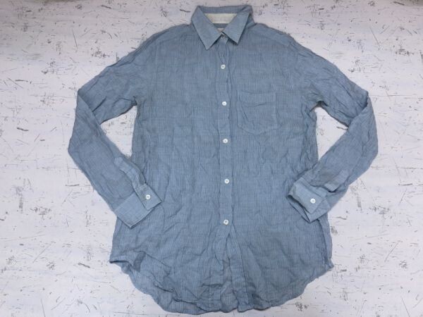 GOA ゴア Y2K 00's 古着 WORKERS OVERALL アメカジ ワーク 長袖ストライプシャツ レディース 水色拍卖