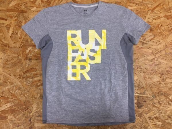 H&M SPORT エイチアンドエム スポーツ ランニング 半袖Tシャツ レディース 切替 メッシュ素材 イヤホン穴付き S ライトグレー拍卖