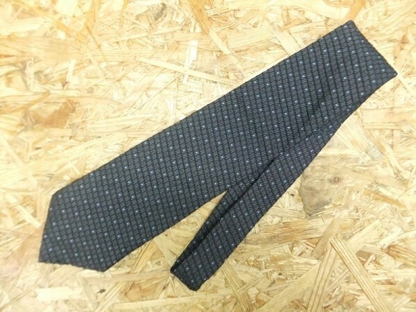 marie claire マリクレール メンズ シルク100% メッシュ 格子柄 刺繍 ネクタイ 紺拍卖