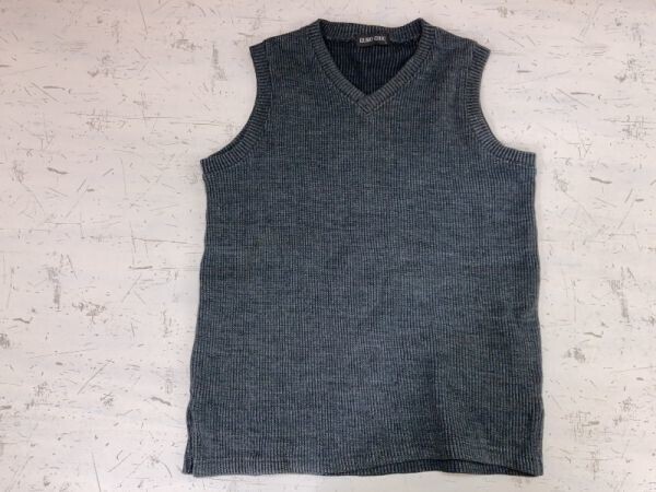 EURO CHIC ユーロシック Y2K 00s フェアリーグランジ ネオお兄系 リブ編み Vネック コットンニット ベスト メンズ 韓国製 L グレー拍卖
