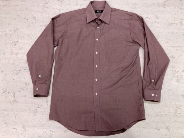 GENT'S BUSINESS ジェンツ ビジネス フォーマル 単色 国産オールド レトロ トラッド 長袖ドレスシャツ メンズ 赤紫拍卖