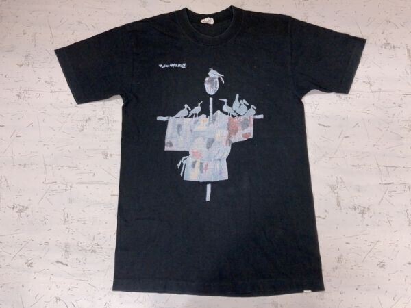 SASAKI ササキスポーツ 90s イラスト プリント アート 半袖Tシャツ カットソー メンズ 日本製 M 黒拍卖