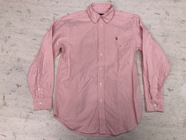 ラルフローレン Ralph Lauren トラッド アメカジ ロゴ刺繍 ボタンダウン オックスフォード 長袖シャツ レディース 14号 ピンク拍卖