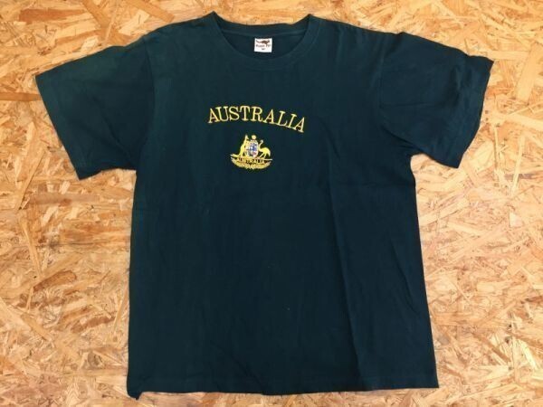 Aussie Tee オーストラリア Australia スーベニア お土産 オールド カンガルー 半袖Tシャツ メンズ 刺繍 M 緑拍卖
