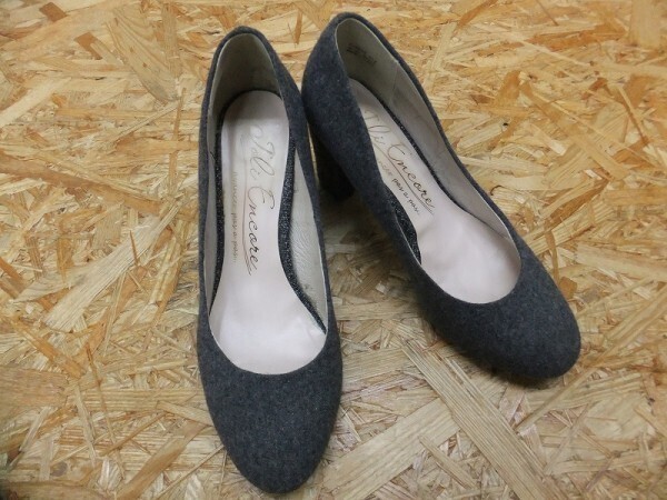 JOLI ENCORE ジョリーアンコール レディース シンプル 布地 ラウンドトゥ ヒール パンプス グレー サイズ22.5cm拍卖