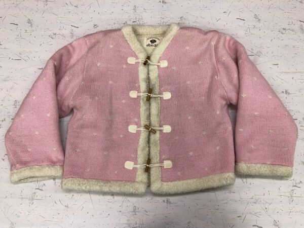 SPORTS-MIND elbe club オールド レトロ カントリー スキー 古着 ジャガード総柄 裏ボア トグルボタン ニットジャケット レディース ピンク拍卖