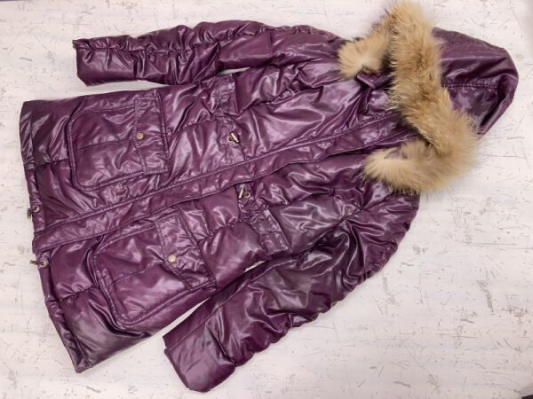 JAYRO ジャイロ Y2K 00's セレブ 古着 ラクーンファー ウエストシェイプ ダウンコート ジャケット レディース S 紫拍卖