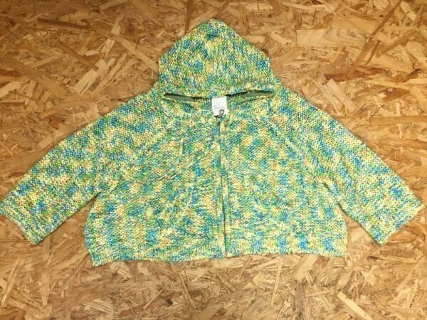 スタニングルアー STUNNING LURE レトロ リゾート ショート丈 ニットパーカー ボレロ セーター レディース F 黄色/緑/青拍卖