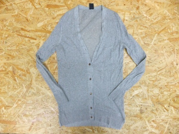 GAP ギャップ レディース メッシュ編み 薄手 コットンニット ロングカーディガン グレー サイズS拍卖