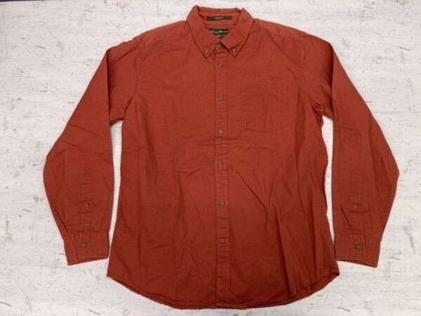 Eddie Bauer エディーバウアー RELAXED FIT オールド アメカジ アウトドア ヘリテージ ボタンダウン 長袖シャツ メンズ M オレンジ拍卖