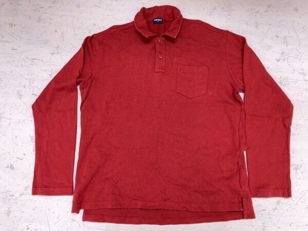 ユニクロ UNIQLO 無地 シンプル 長袖ポロシャツ メンズ 大きいサイズ XL 赤拍卖
