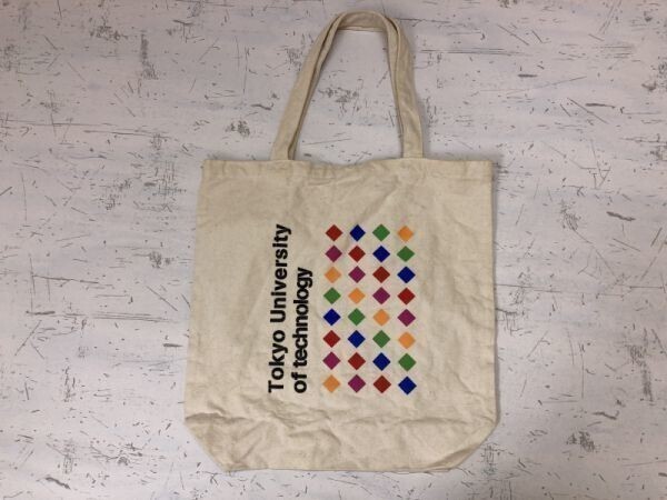 Tokyo University of technology 東京工科大学 カレッジ キャンバス 布帛 トートバッグ エコバッグ メンズ ベージュ拍卖