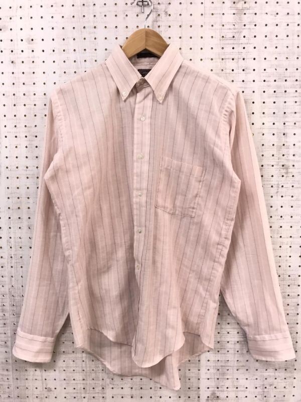 ケンブリッジクラシック CAMBRIDGE CLASSIC マービンズ Mervyn's 胸ポケット ストライプ ボタンダウン長袖シャツ メンズ サイズ34/35拍卖