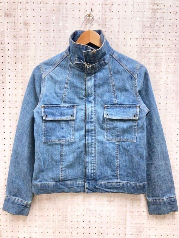 DIEU AIDANT デュイダン Y2K 00s ネオグランジ 古着 襟ベルト デニム トラッカー ジャケット ジージャン ライダース レディース M 青拍卖