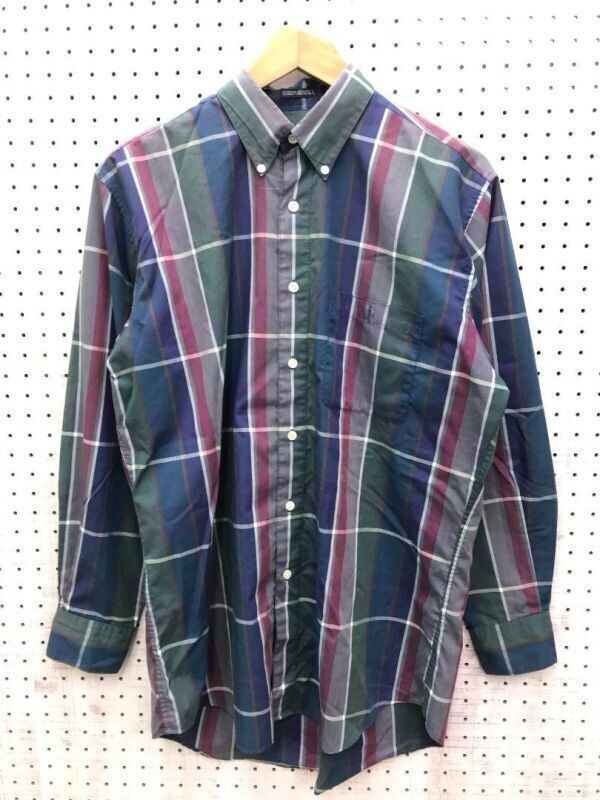 thread cups オクトパスアーミー OCTOPUS ARMY 90s オールド レトロ 古着 マドラスチェック ボタンダウン 長袖シャツ Lサイズ拍卖