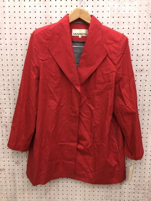 新品タグ付き マリオン Marion レディース オールド レトロ 古着 スイス製生地使用 比翼 テーラードジャケット 赤 サイズ9号拍卖