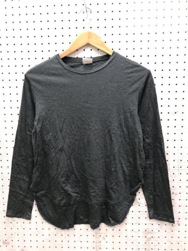 12closet トゥエルブクローゼット 集英社LEEオリジナルブランド 日本製 クロップド ラウンド裾 コットン混 長袖カットソー レディース 黒拍卖