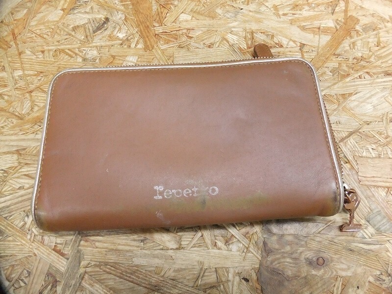 repetto レペット シンプル ロゴ レザー本皮 本革 ヌメ革 長財布 ウォレット キャメル レディース拍卖