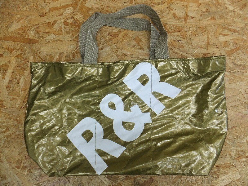 R&R ロックンロール ビッグロゴ サーフ メタリックカラー コーティング エコバッグ トートバッグ ゴールド レディース拍卖