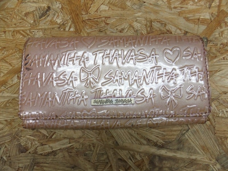 Samantha Thavasa サマンサタバサ エンボス モノグラム エナメル パテント 長財布 ウォレット ピンク レディース拍卖