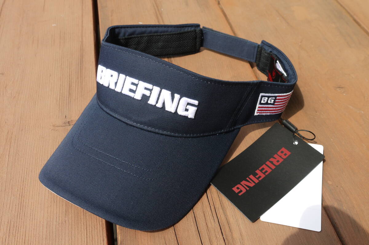新品!!BRIEFING ブリーフィング GOLF ゴルフ BEAMSビームス サンバイザー 帽子 ネイビー 紺色 フリーサイズ タグ付き♪拍卖
