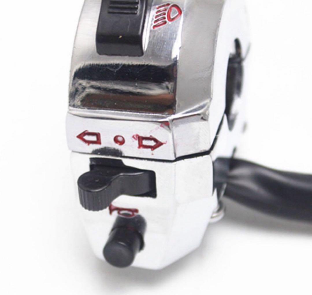 汎用品 互換品 バイク用 左ハンドルスイッチ ハンドルバー径22mm対応 メッキ オートバイ 原付 スクーター拍卖