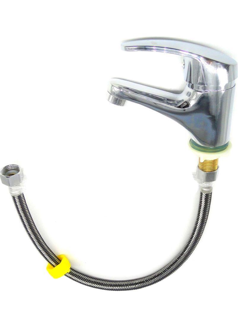 トイレ手洗い 単水栓 洗面用 シングルレバー 立水栓 手洗いボウル 洗面台 水道 蛇口 シングルレバー接続ホース付き(80cm) 収納袋付き拍卖