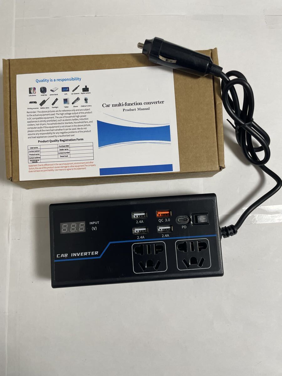 12V全車種対応コンバーター 車載用充電器 LED電圧表示 DC12VをAC110Vに変換 車 シガーソケット コンパクト 車載用インバーター拍卖