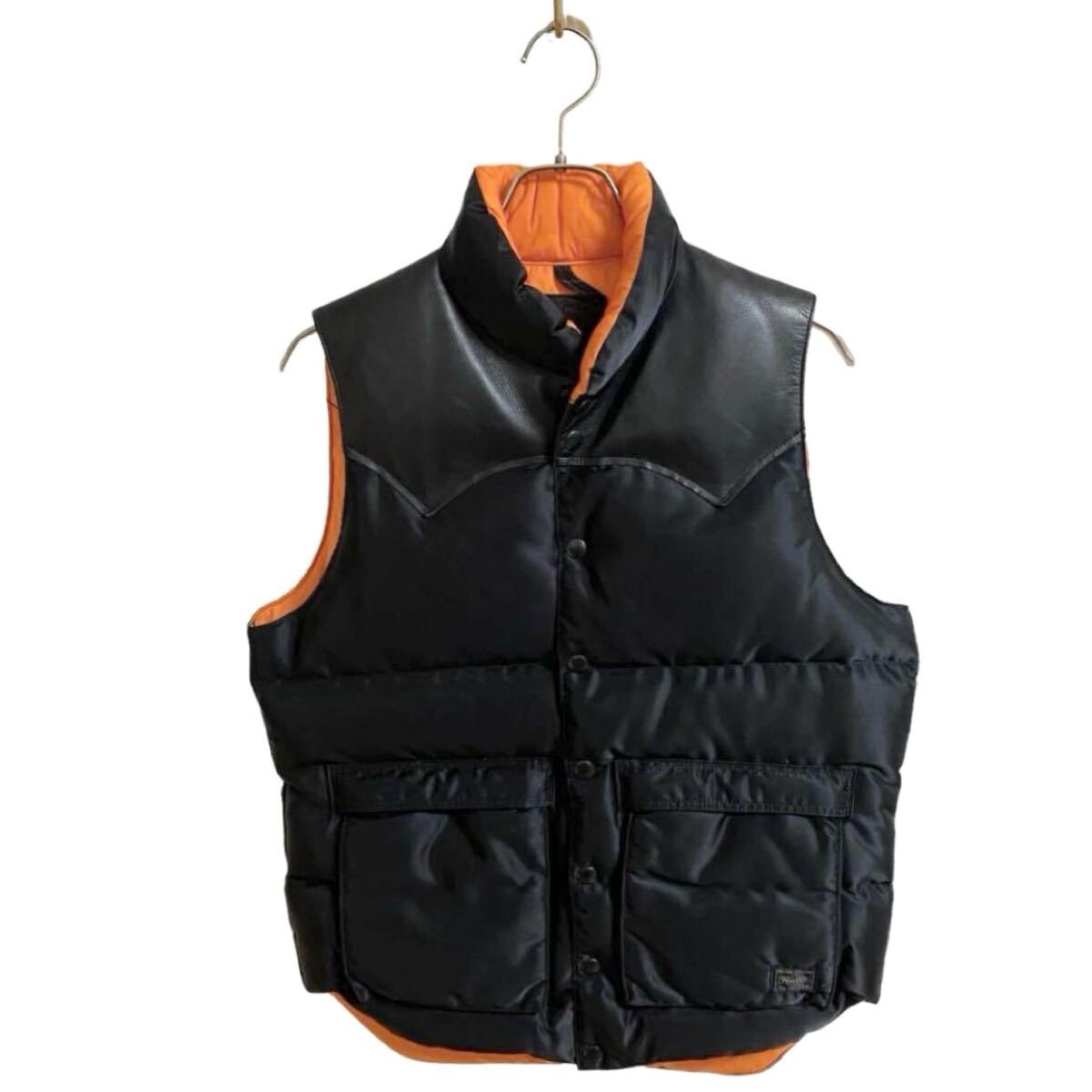 【ロッキーマウンテン ポーター ビームス ダウンベスト レザー ブラック サイズ36 / ROCKY MOUNTAIN FEATHERBED×PORTER×BEAMS 美品】拍卖