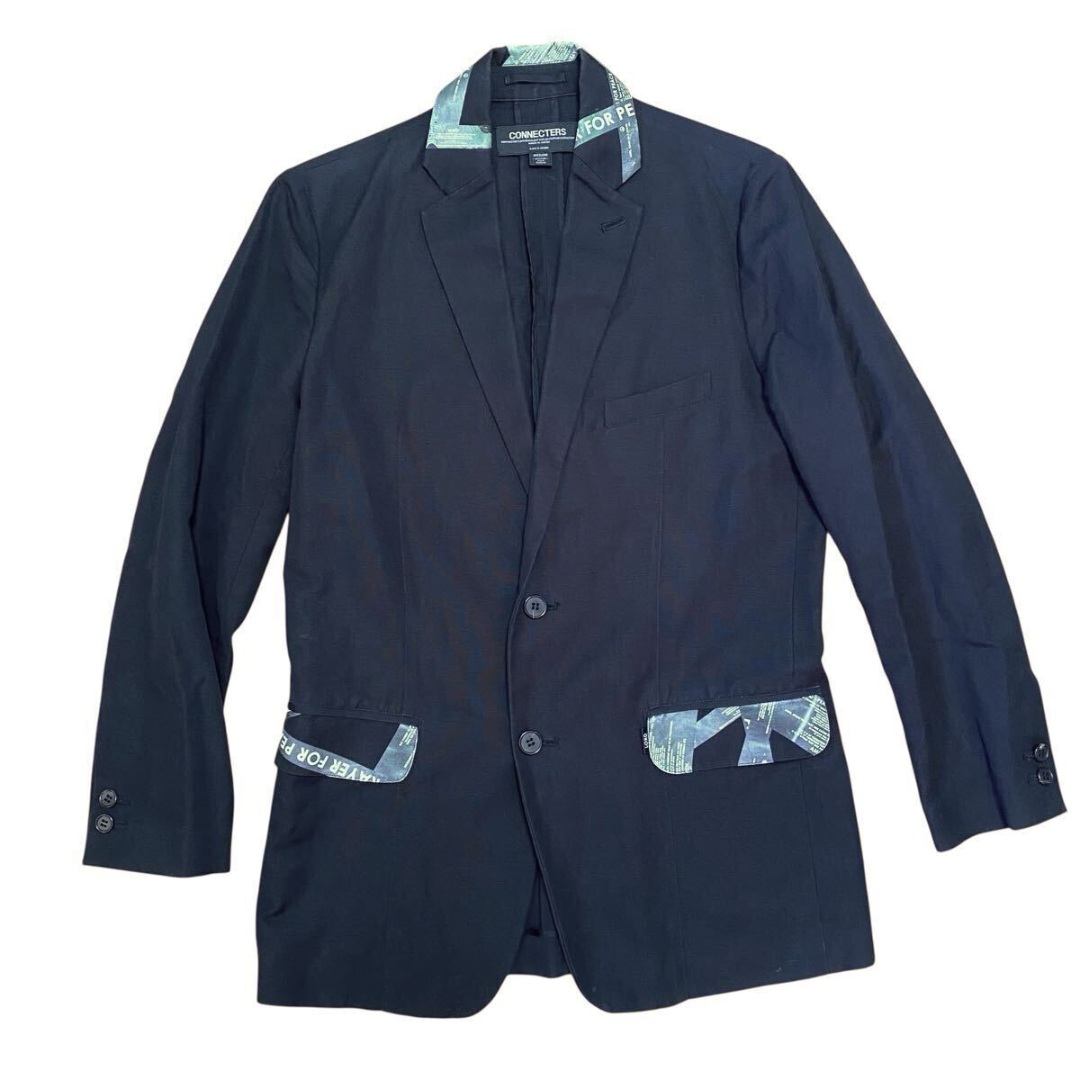 【CONNECTERS コネクターズ テープ装飾 テーラードジャケット ブラック 黒 C4101 メンズM 綿90% 麻10% キュプラ100% 日本製】拍卖