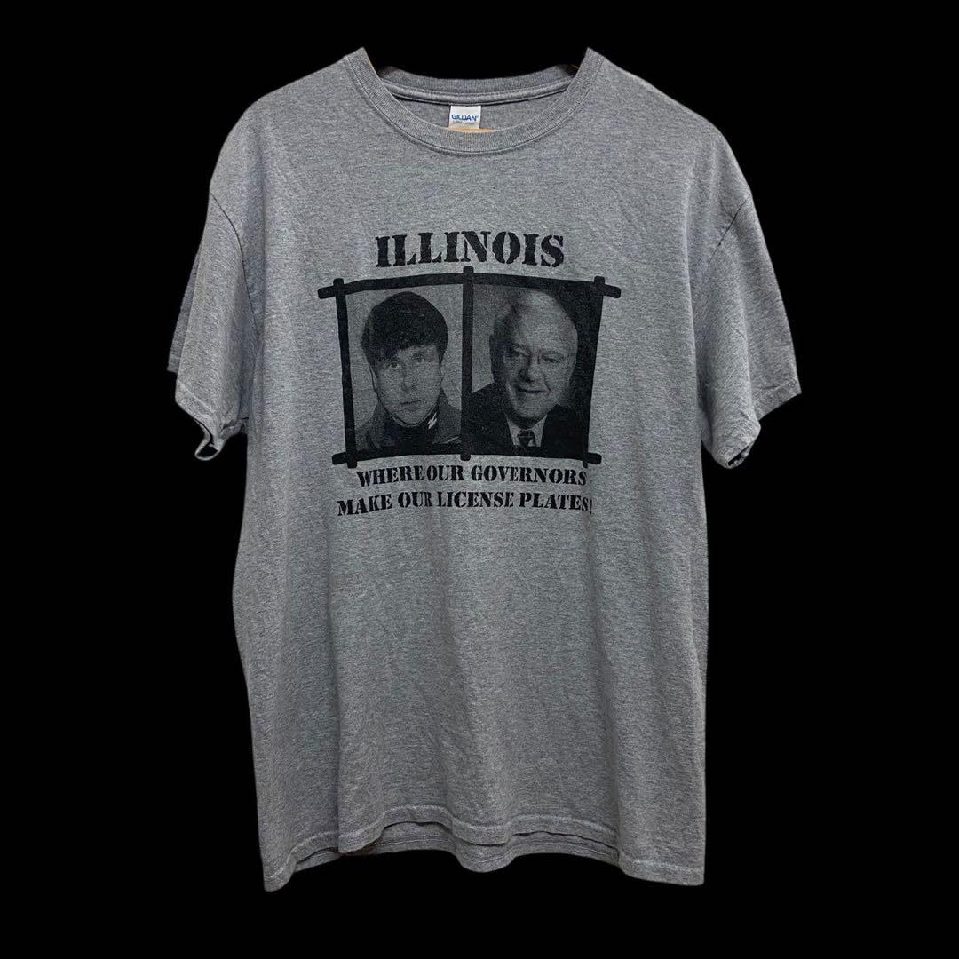 US古着 GILDAN ギルダン 半袖Tシャツ グレー ILLINOIS L拍卖