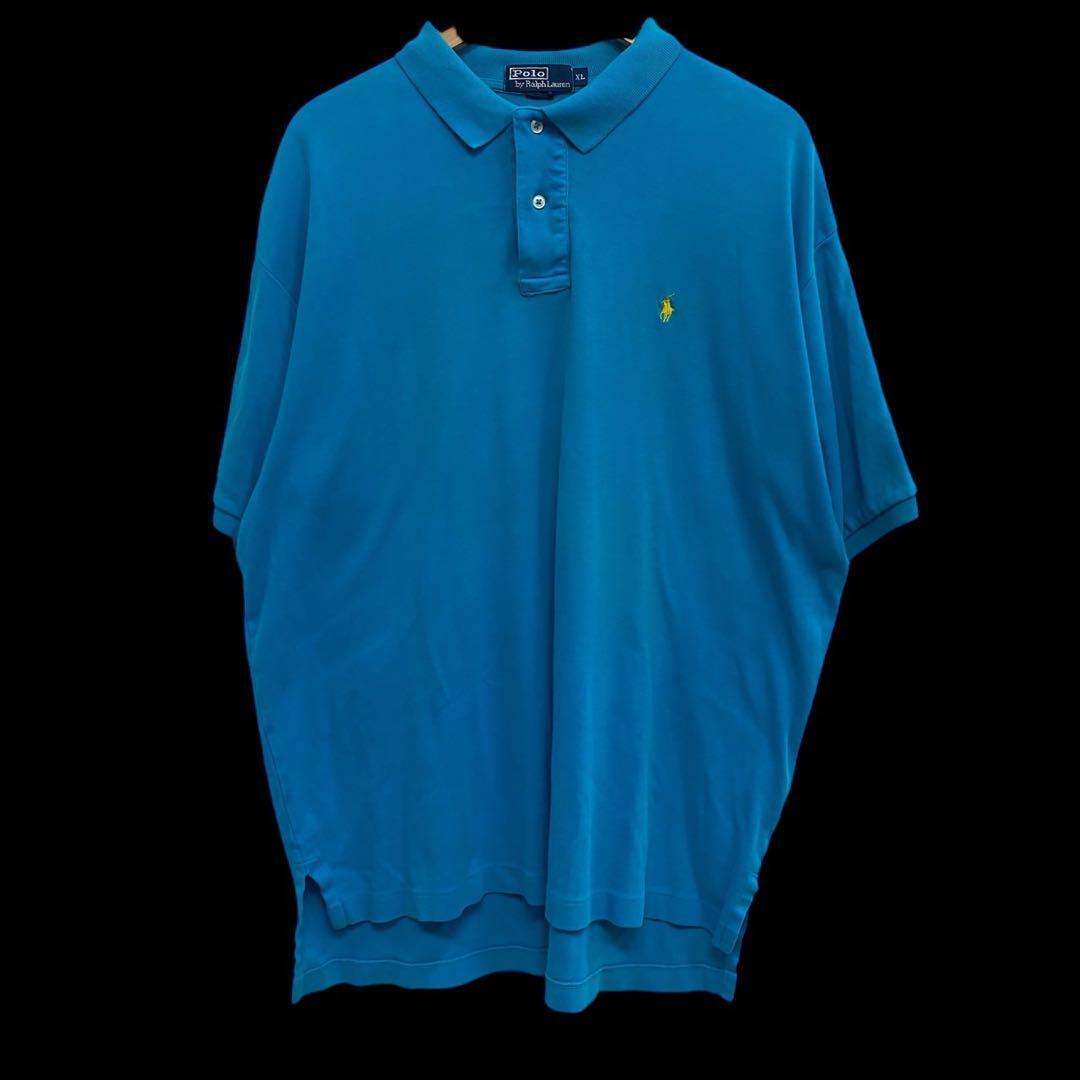 US古着 Polo by Ralph Lauren ポロシャツ XL 青 ブルー拍卖