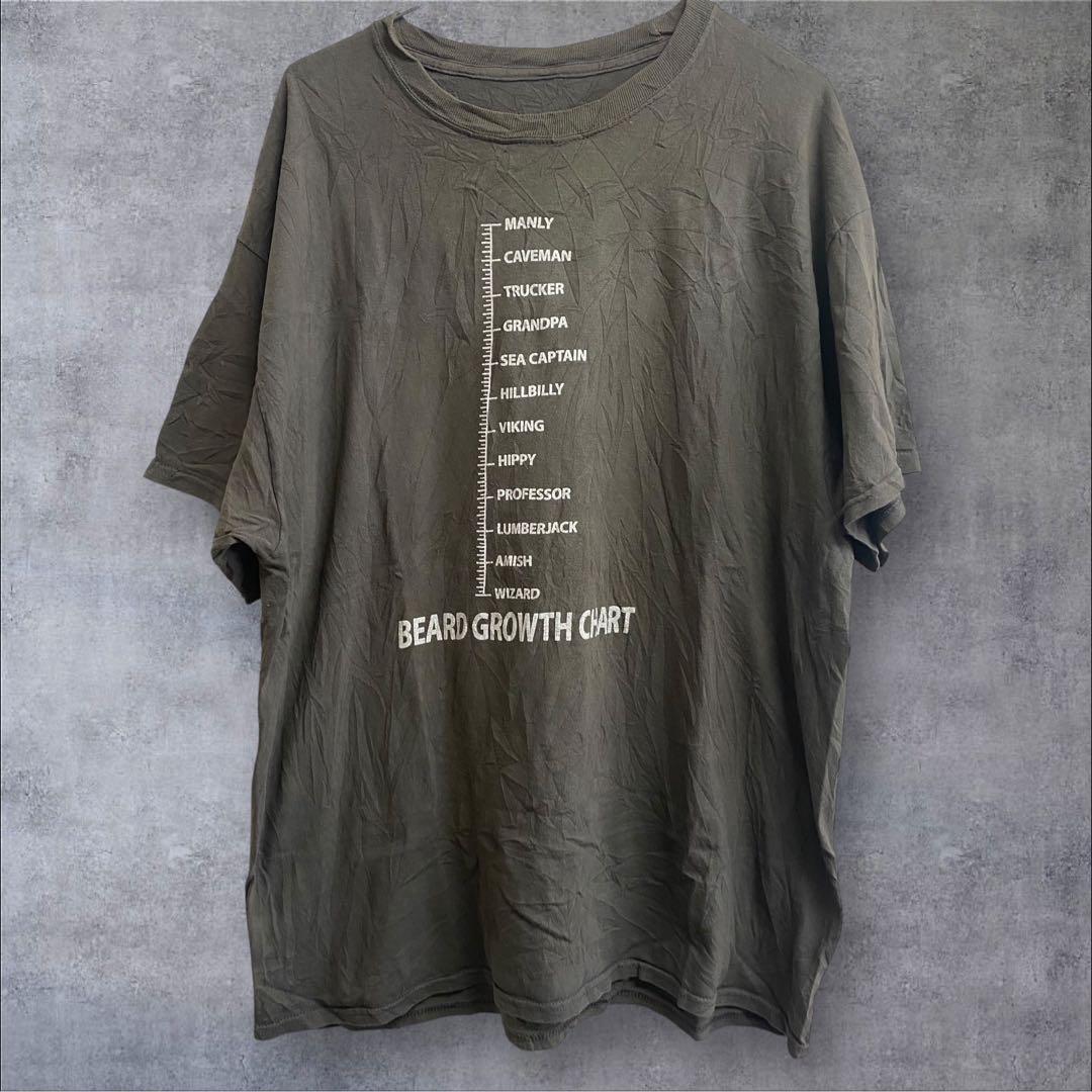 BEARD GROWTH CHART Tシャツ オリーブグリーン XL相当拍卖