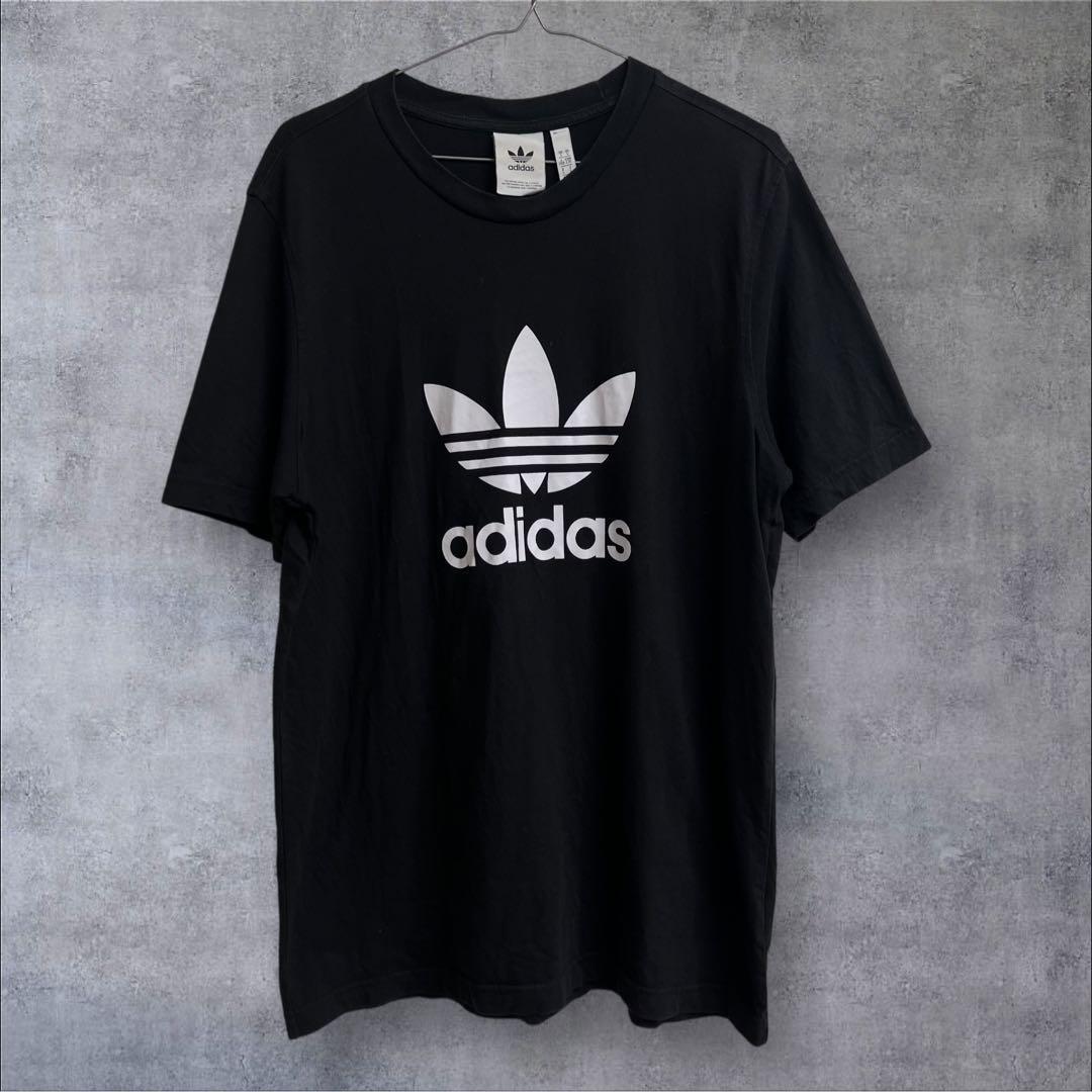 adidas アディダス 半袖Tシャツ ブラック ビッグロゴ 2XO拍卖