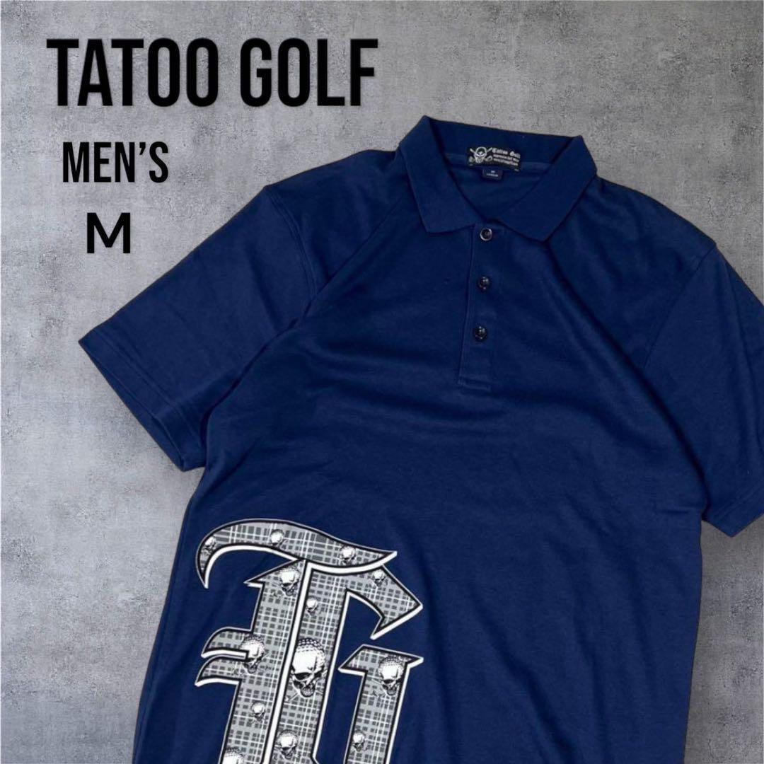 TATOO GOLF 半袖ポロシャツ ネイビー M メンズ拍卖
