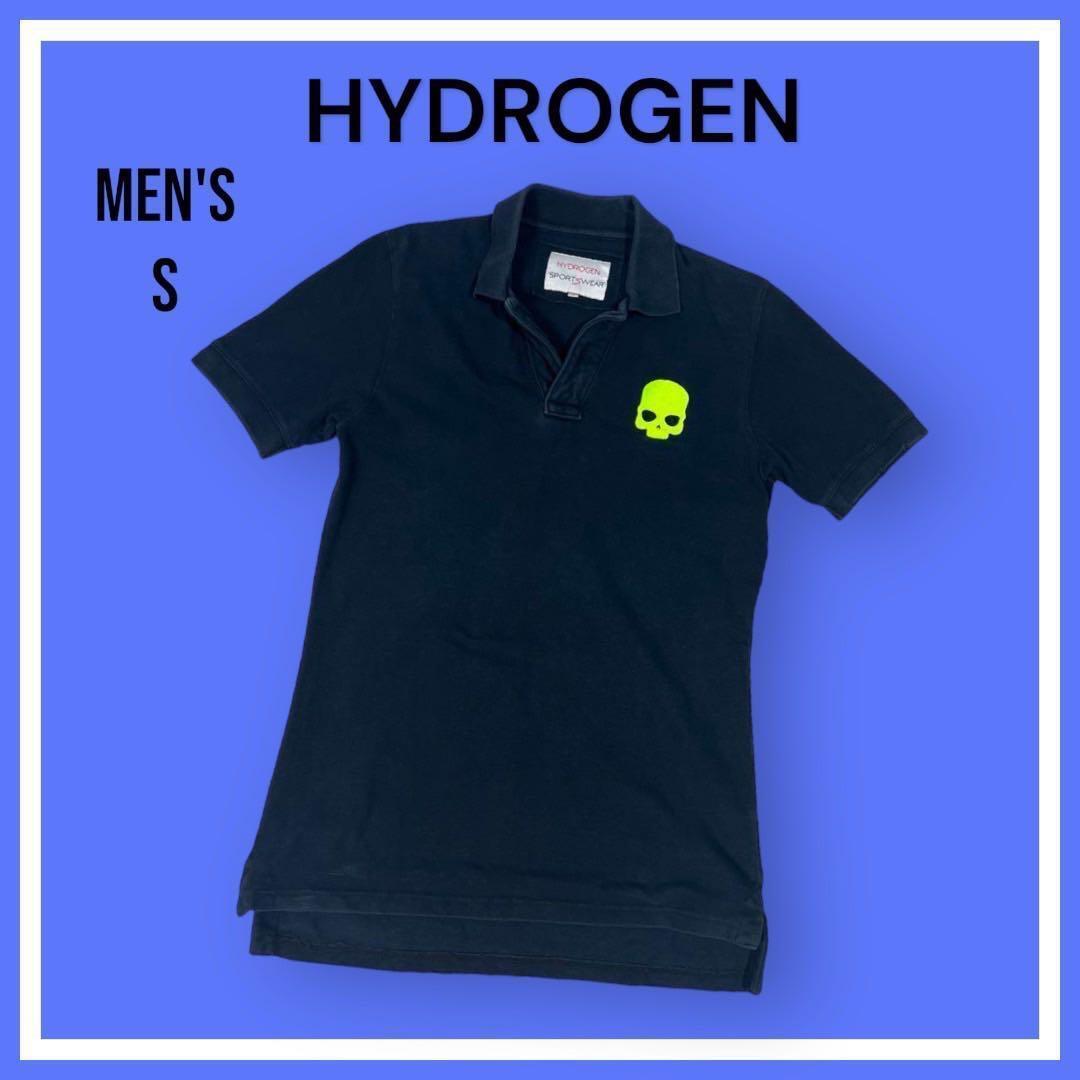 HYDROGEN ハイドロゲン 半袖スキッパーポロシャツ ネイビー S拍卖
