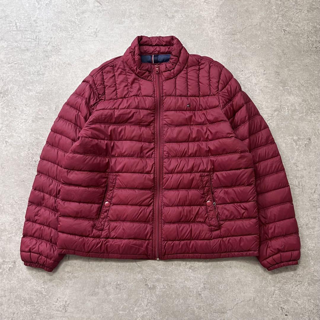 TOMMY HILFIGER ライト ダウンジャケット XL バーガンディ拍卖