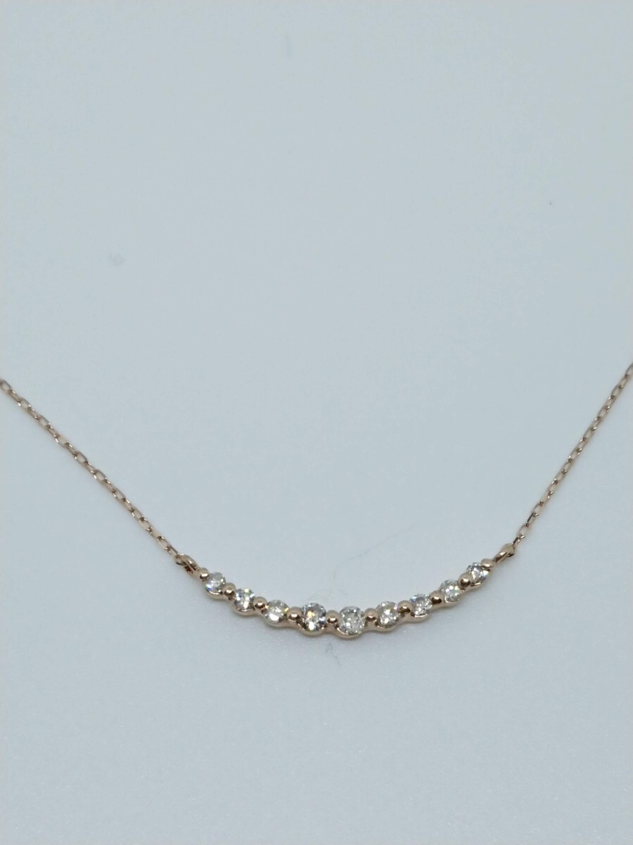 ◆新品◆ K18PG ダイヤ ラインネックレス 0.1ct ピンクゴールド拍卖